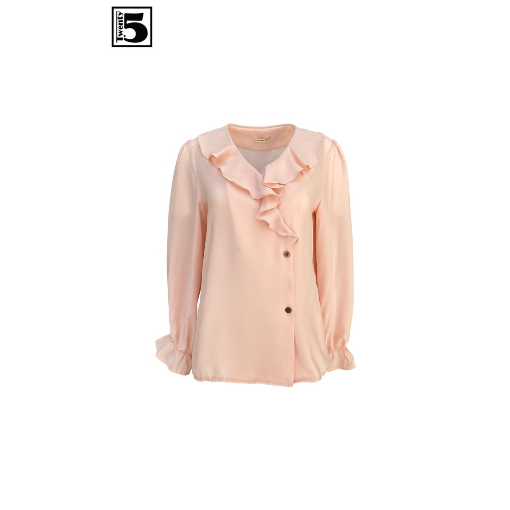 Áo sơ mi nữ cổ V bèo cổ Twentyfive N1033