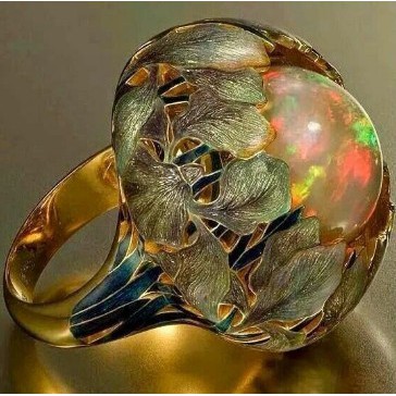 Nhẫn đính đá opal thời trang Âu Mỹ cá tính