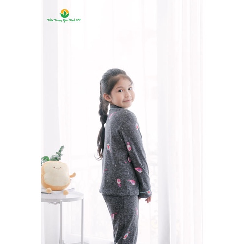 Bộ pijama cotton ghi xám họa tiết trẻ em B70.2101 - Thời Trang Gia Đình VT