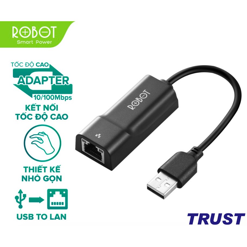 Thiết Bị Chuyển Đổi Ethernet Adapter ROBOT EA10 USB 2.0 to LAN Tốc Độ 10/100Mbps | BigBuy360 - bigbuy360.vn