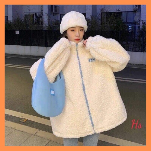 Áo khoác lông cừu PICHI logo thêu nổi - Áo khoác nữ - LYLY STORE