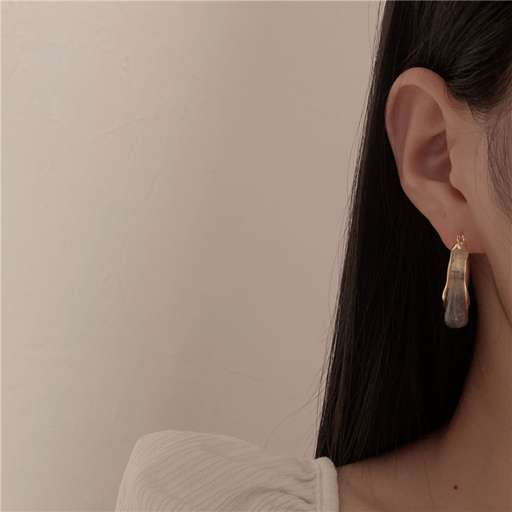 BLUEVELVET Fashion Dangle Earrings Simple Hammered Ring Earrings Hoop Earrings New Korean Resin Minimalist Irregular Geometric Street Style Ear Jewelry/Multicolor