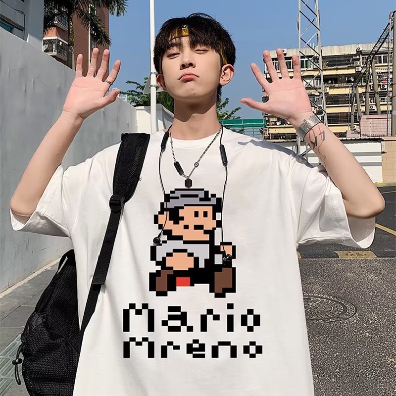 Áo Thun Tay Ngắn Dáng Rộng In Họa Tiết Hoạt Hình Phong Cách Hàn Quốc Thời Trang Mùa Hè Cho Nam M-8XL