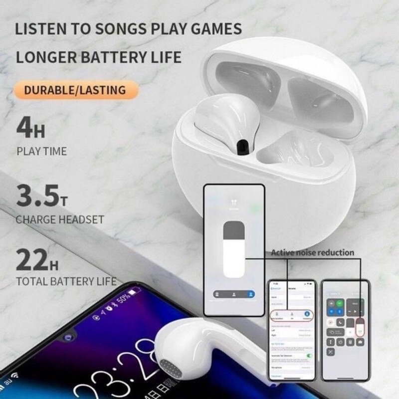 Tai nghe bluetooth Pro 6 Tws,tai nghe blutooth pro 6 không dây bản Quốc tế âm thanh chuẩn HIFI,Cảm B