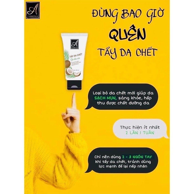 TẨY TẾ BÀO DA CHẾT SỢI DỪA NON A TUYP LỚN 120ml mẫu mới