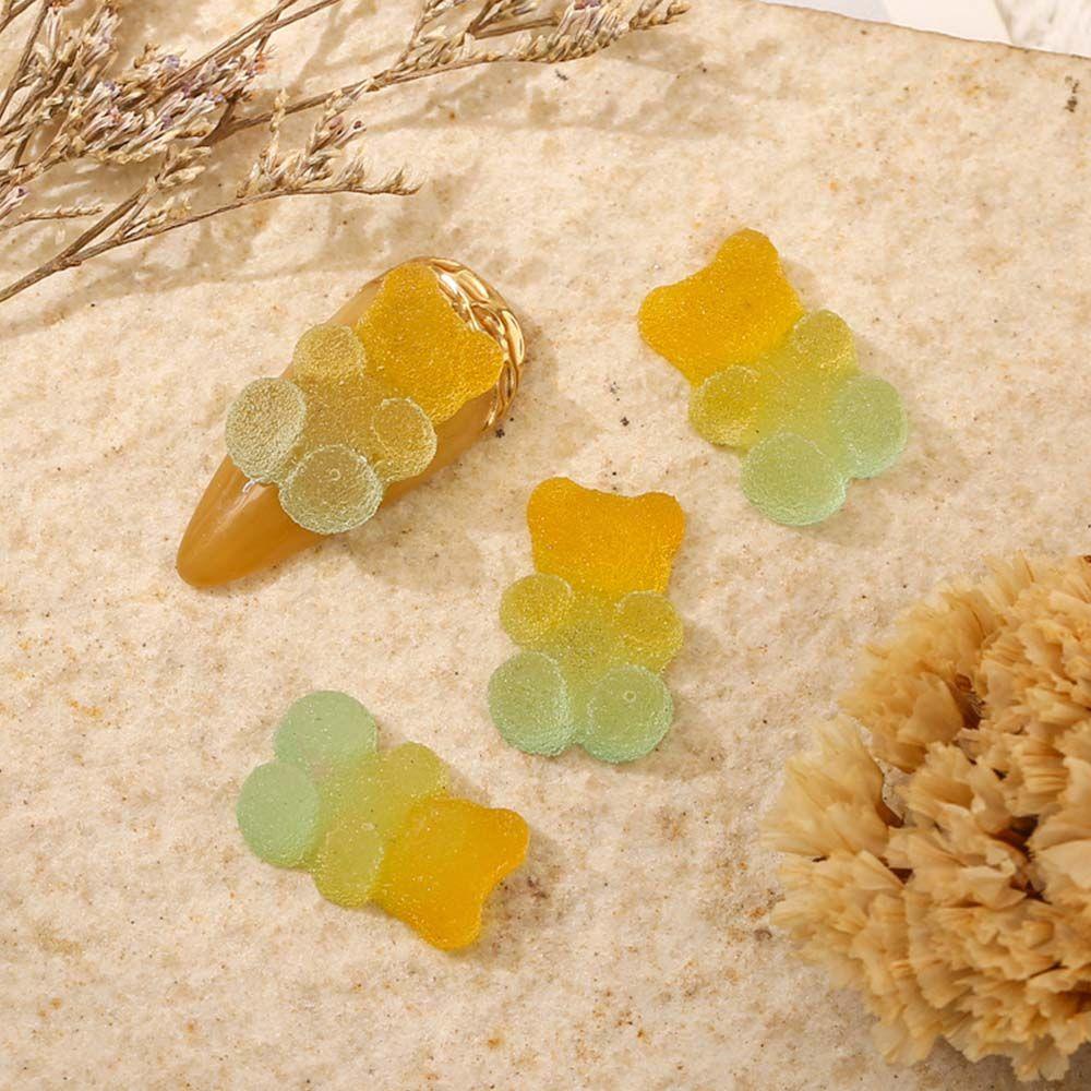 Phụ Kiện Trang Trí Móng Tay Nghệ Thuật Hình Gấu Hoạt Hình 3D Bằng Resin Màu Gradient Thời Trang