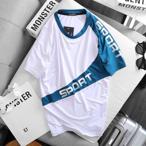 Áo cổ tròn 3 màu họa tiết - áo thun lạnh co giãn cho nam cao cấp đi tập thể dục, đi chơi