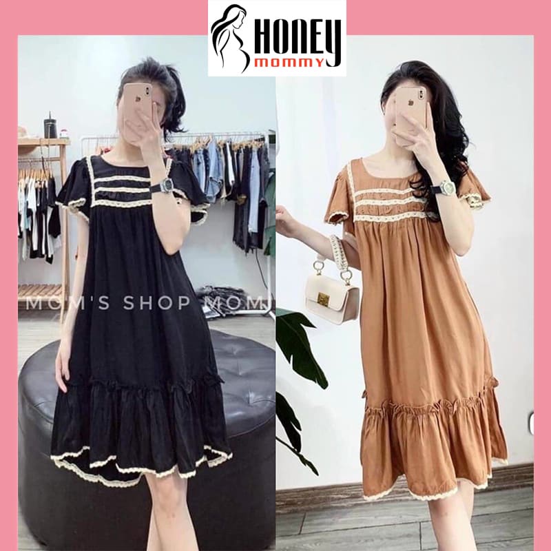 Đầm Bầu Váy Bầu Mùa Hè Dáng Suông Đuôi Cá Phối Ren Phong Cách Dễ Thương Nữ Tính Đi Chơi Dự Tiệc HD2678 Honey Mommy