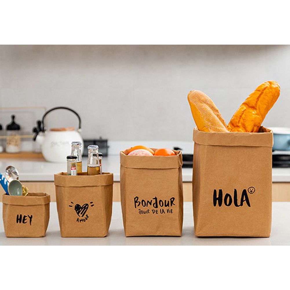Có Thể Giặt Túi Giấy Kraft Tủ Lạnh Nhà Bếp Túi Bảo Quản Dày Chống Thấm Nước Lớn Ins Bao Bì Thực Phẩm Bán Chạy