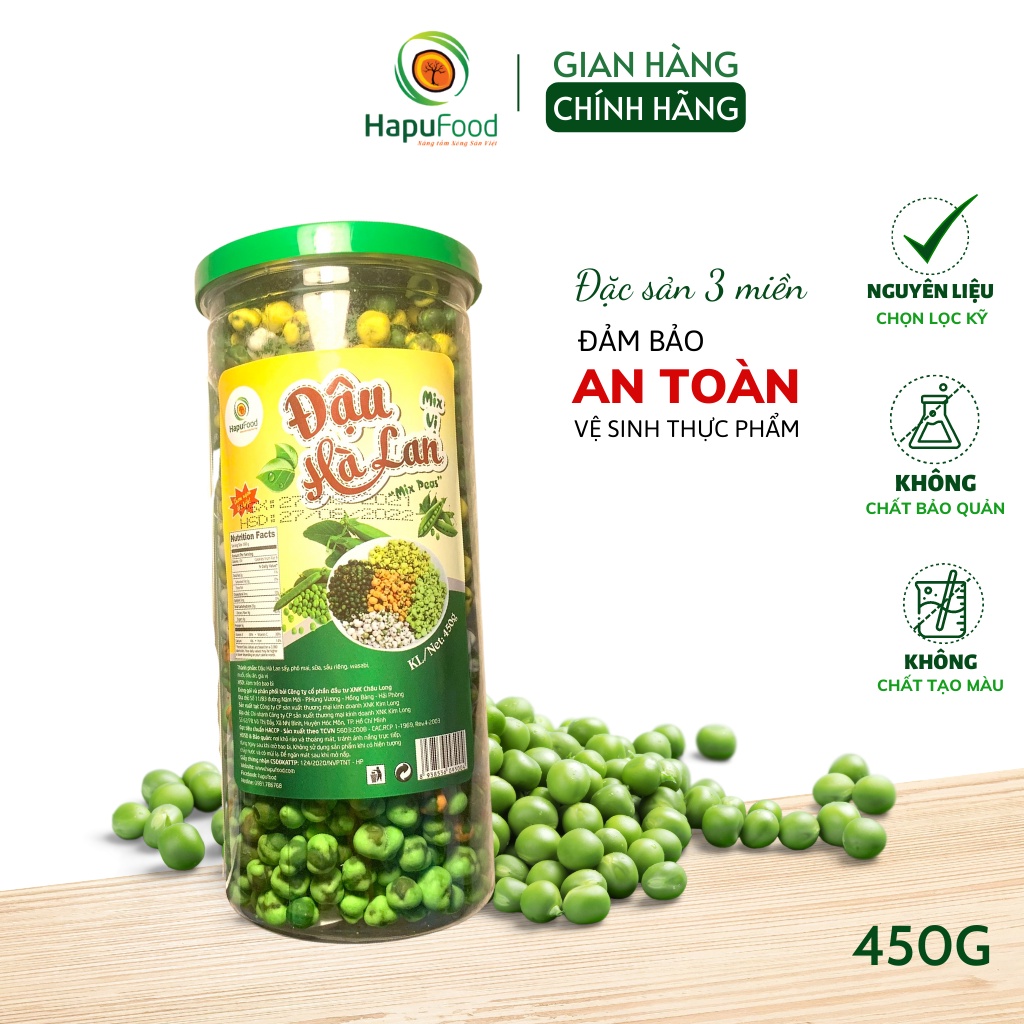 Đậu hà lan mix vị 450Gram HAPUFOOD thơm ngon, giòn tan