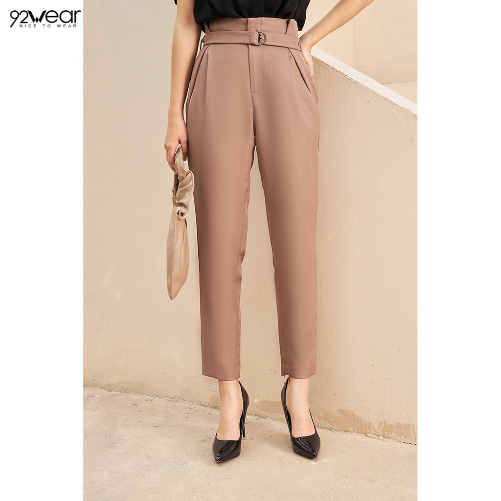 Quần baggy nữ công sở 92WEAR (3 MÀU), đủ size, cạp liền xếp ly QGW0993 | BigBuy360 - bigbuy360.vn