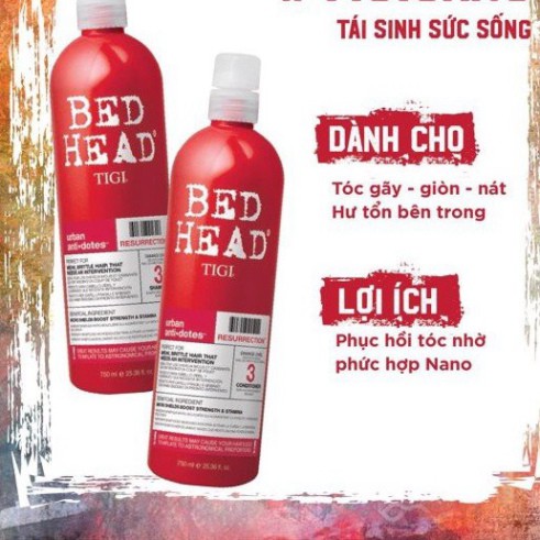 TIGI BED HEAD [CHÍNH HÃNG] - Dầu Gội TiGi Đỏ 1500ML / Cặp Phục Hồi Tóc Hư Tổn ⚡FreeShip⚡ | BigBuy360 - bigbuy360.vn
