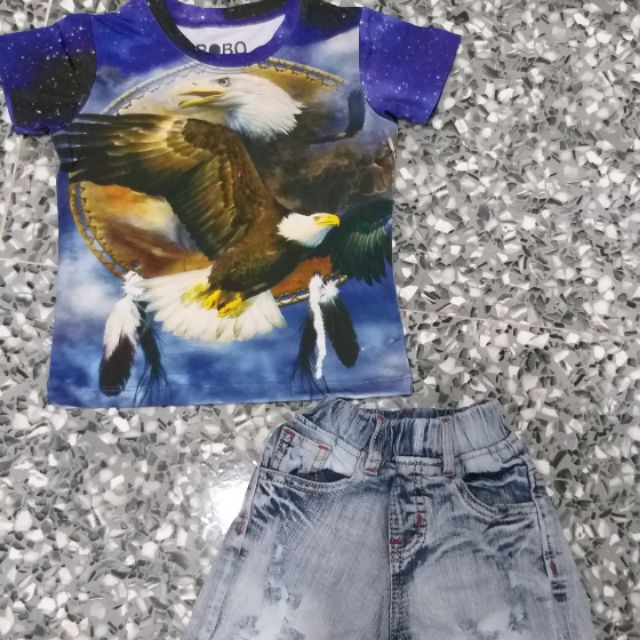 Set jean lửng áo 3D
