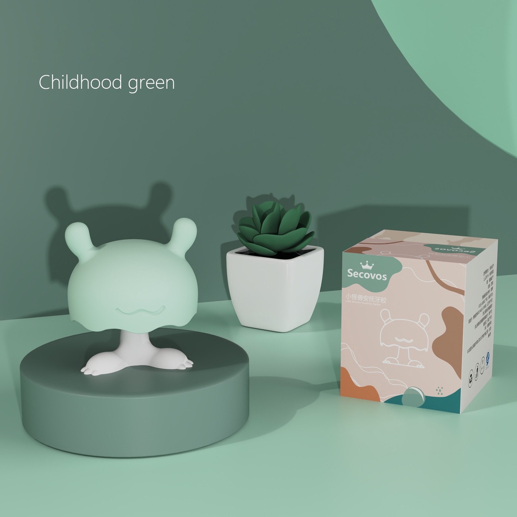 Đồ chơi gặm nướu hình nấm slicol, Shop Bố Sam, 2in1 khay để đồ ăn dặm kèm hộp đựng an toàn, hình dạng dễ thương.