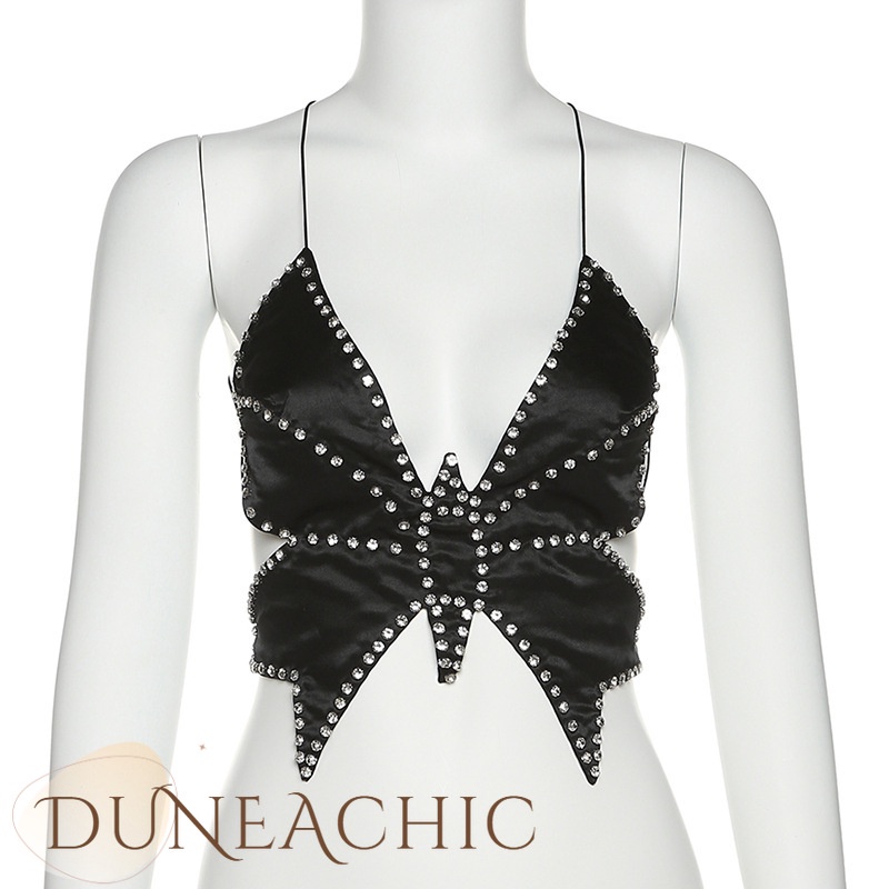 DUNEA Áo dây buộc nơ hở lưng quyến rũ cho nữ