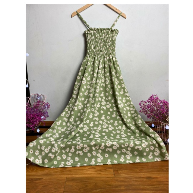 Váy 2 dây chun ngưc hoa nhí điệu đà