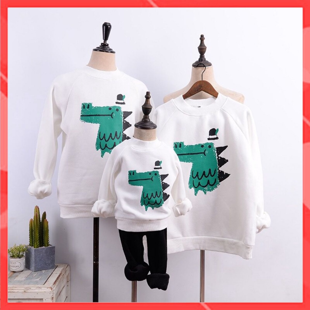 Áo Hoodie Gia Đình Familylove - Áo Hoodie Chú Cá Sấu Dễ Thương Chất Liệu Nỉ Da Cá Cao Cấp