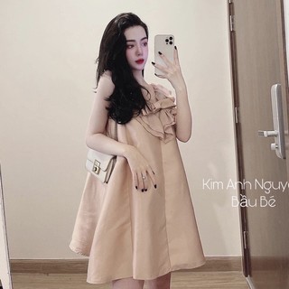 Đầm thiết kế dáng suông mix cổ bèo dễ thương✌️2 màu ảnh thật