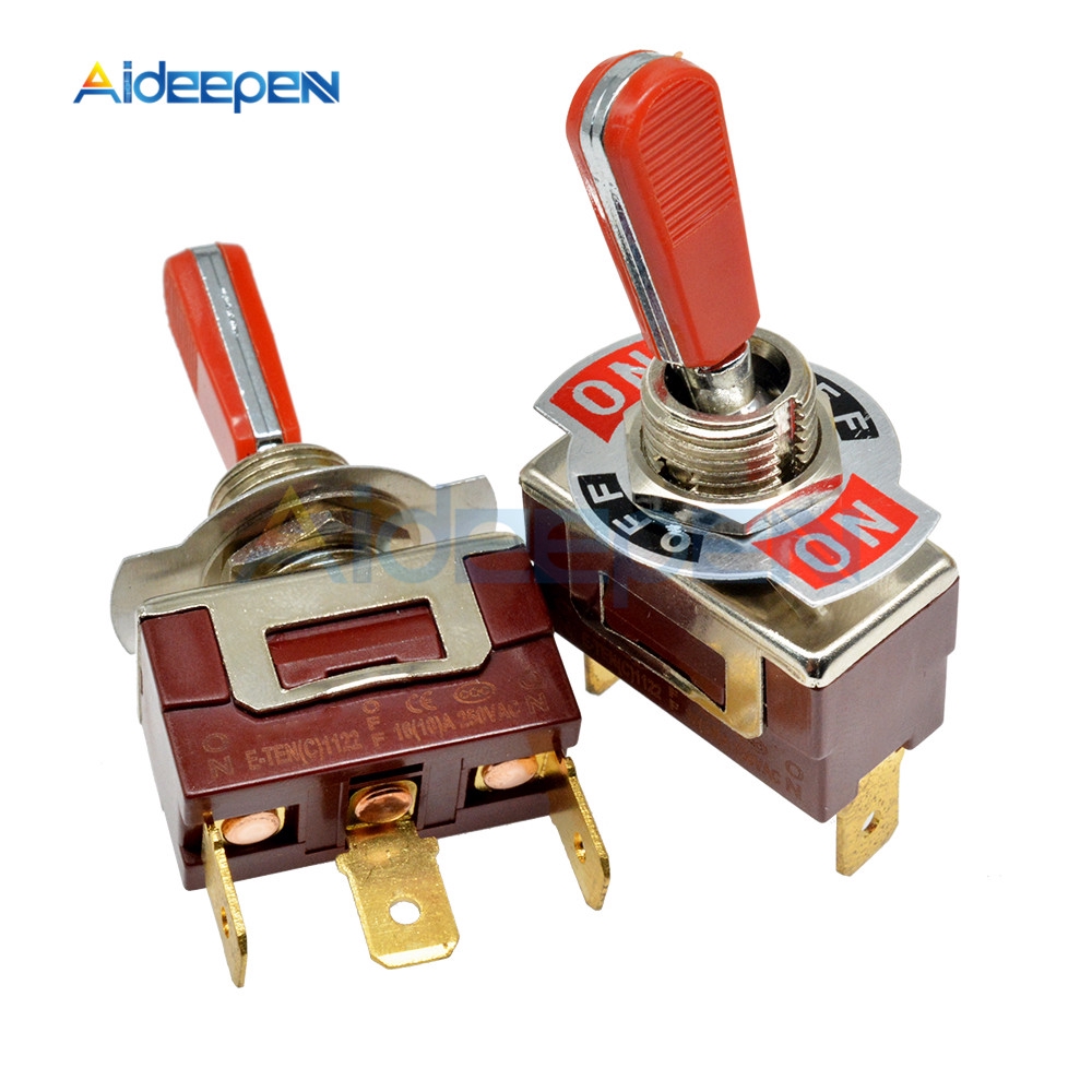 Công Tắc Đòn Bẩy E-Ten  1122 3 Chấu On-Off-On 50000x Lifes Màu Đỏ 250v 16a 29x14.6mm