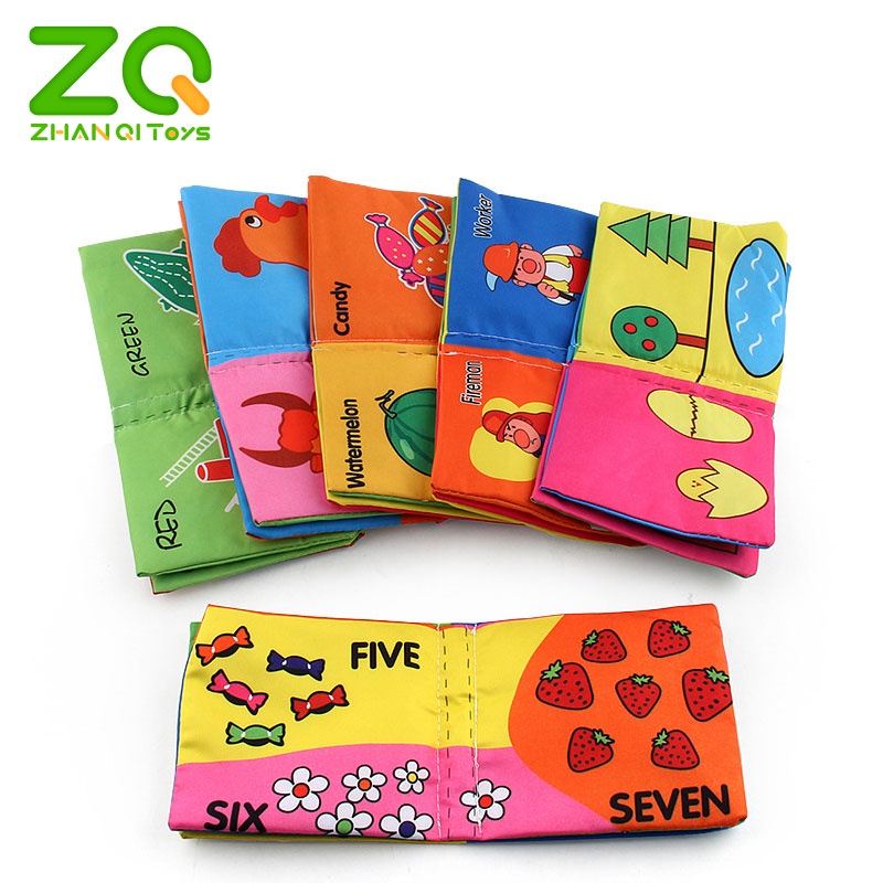 Sách vải mềm Zhan Qi Toys in hình thú và chữ số tiếng Anh giúp bé học tập không độc hại