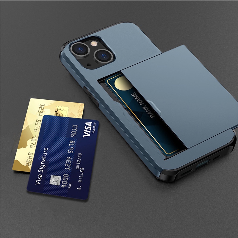 Ốp Điện Thoại Chống Sốc Có Ngăn Ví Đựng Thẻ Cho iphone 13 pro 12 mini 11 pro max