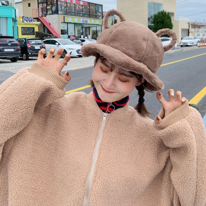 Cute Korean style soft cat-ear hat for women