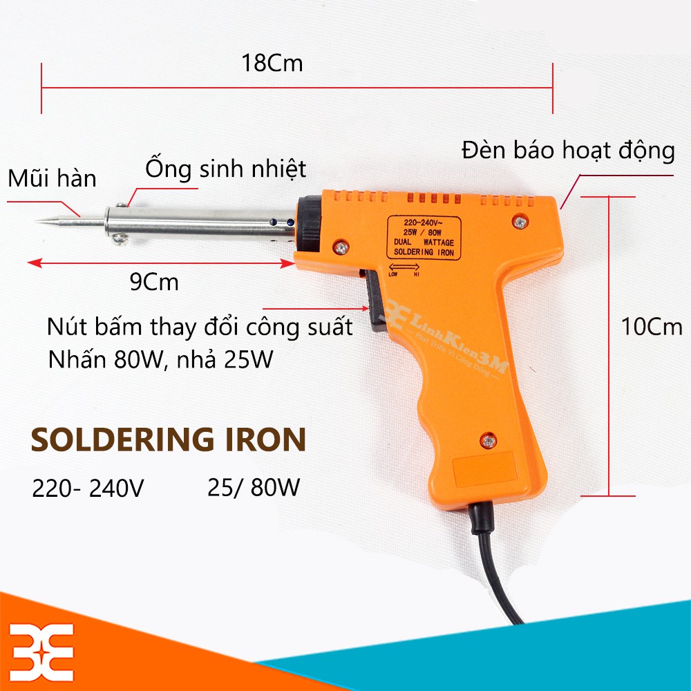 [Tp.HCM] Mỏ Hàn Nhiệt Dạng Súng Soldering IRON Hai Chế Độ 25W/80W