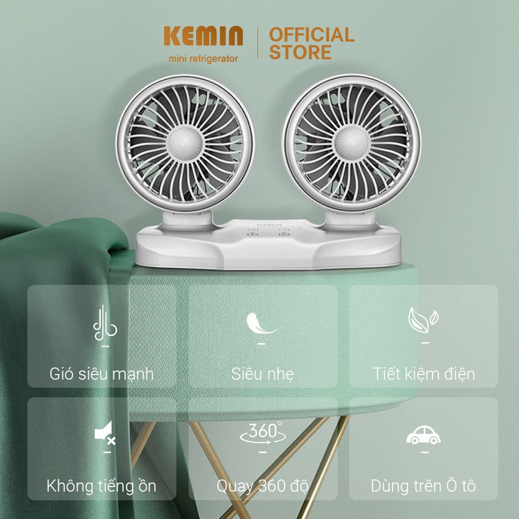 Quạt đôi mini USB KEMIN ST-1 Đa Năng Xoay 360 độ - Tiện tích trong xe ô tô, bàn làm việc