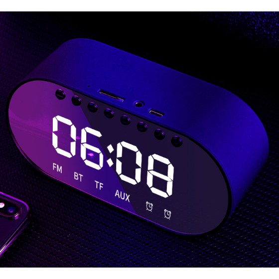 Loa Bluetooth Mặt Gương Đồng Hồ - Có Chế Độ Báo Thức - Đài FM