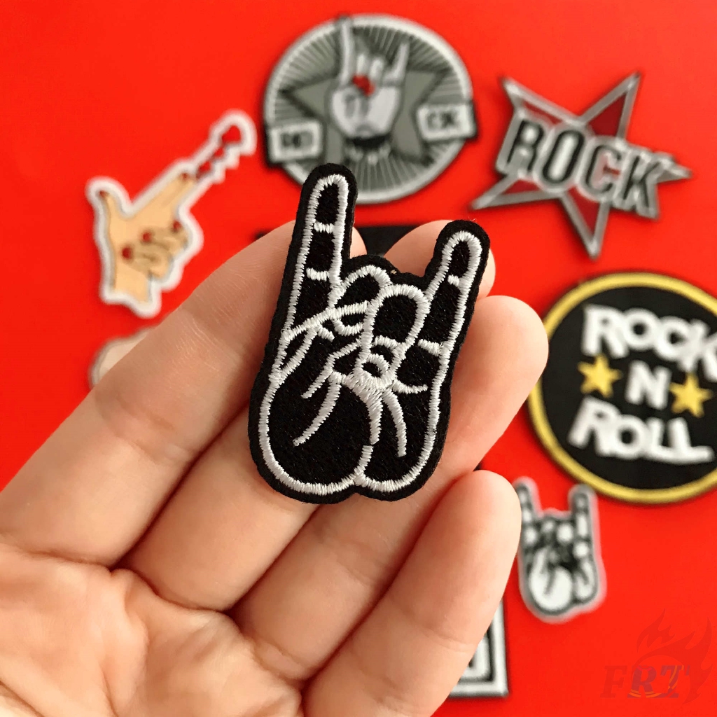Miếng vá ủi thêu trang trí quần áo thiết kế Rock &amp; Roll