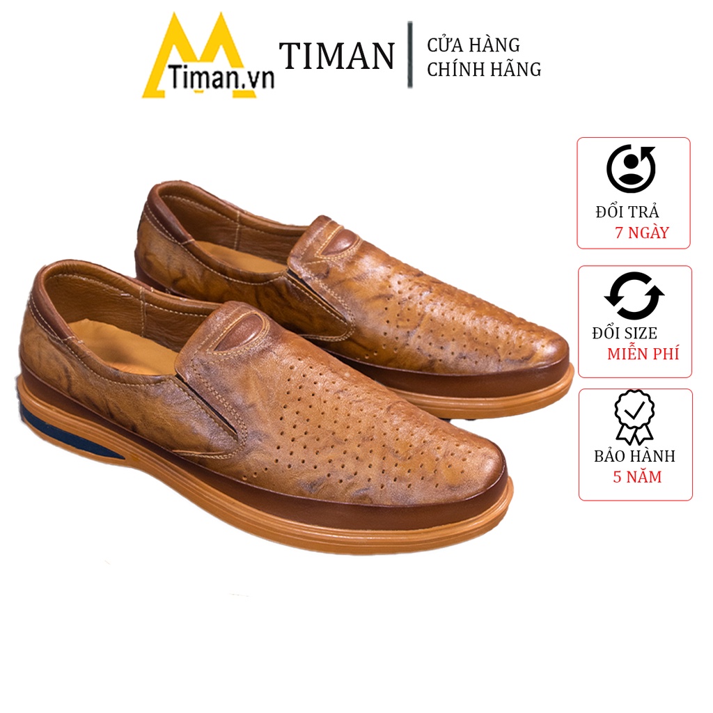 Giày nam lười chất liệu da bò tây đẹp phong cách công sở thiết kế mọi cao cấp bảo hành 5 năm NT64 TIMAN