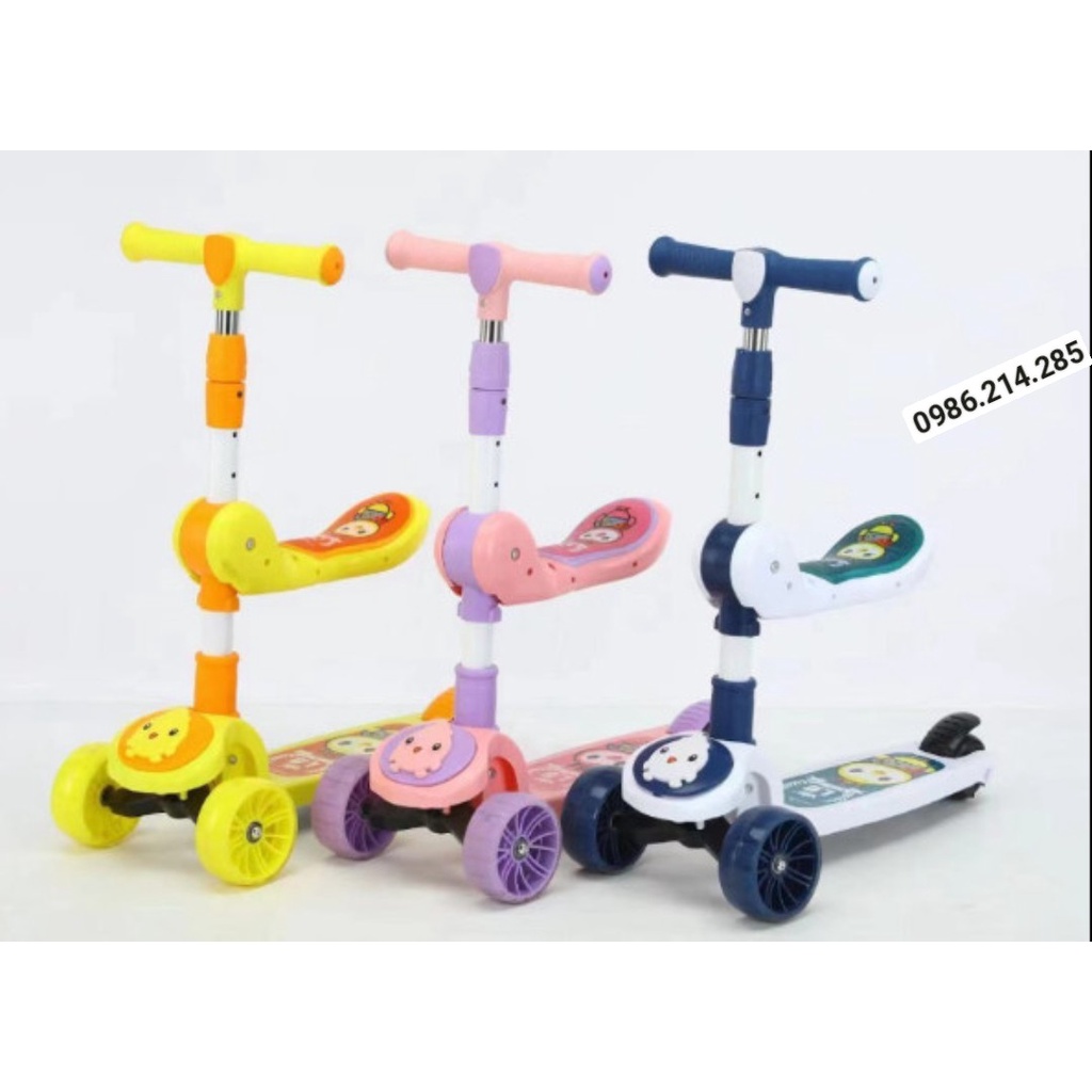Xe Scooter, Xe Chòi Chân 3 In 1 Có Đèn Nhạc Hình Heo Peppa Cute Chịu Lực 90KG