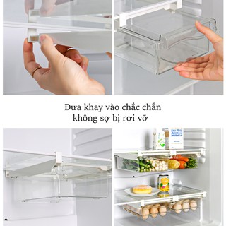 Khay Tủ Lạnh đựng thực phẩm thông minh, Khay có nắp, Khay nhựa trong suốt đựng đồ ăn Kéo ra Kéo vào