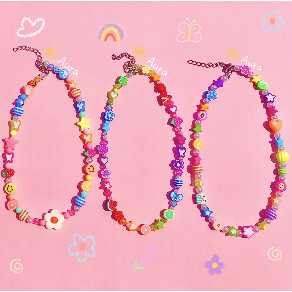 Vòng cổ Mix màu cute Handmade Aura