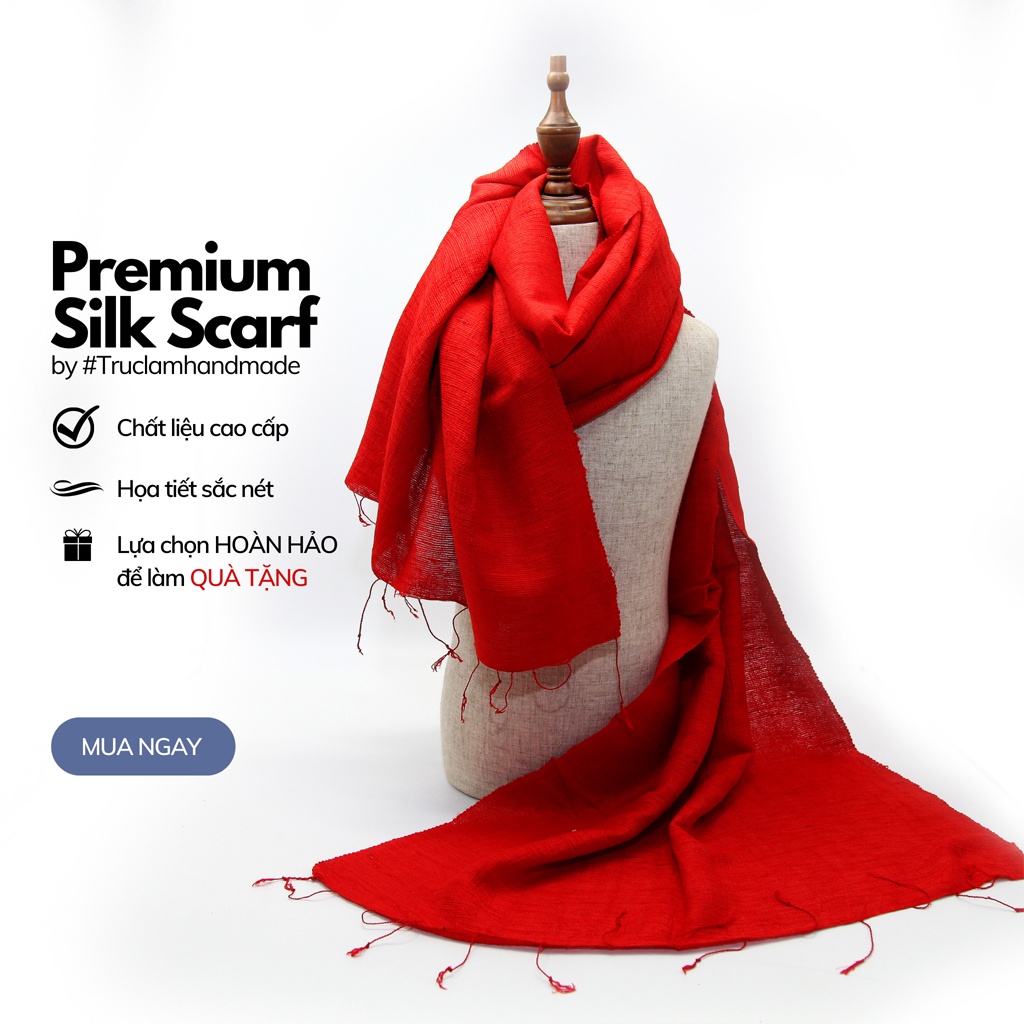 Khăn Choàng Nữ Thời Trang Cao Cấp Vải Lụa Đũi 100% Silk Nhiều Màu - Trúc Lâm Handmade