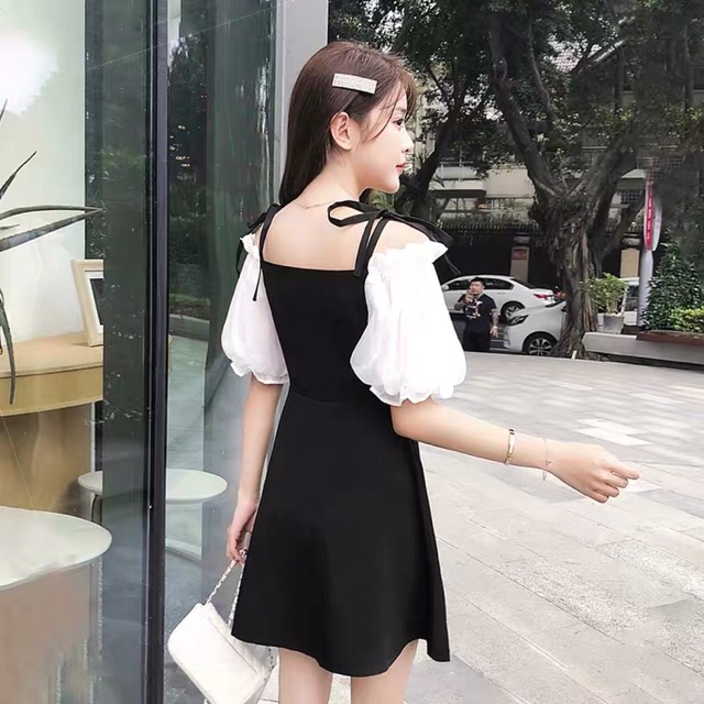 Đầm đen tay trắng siêu xinh {Ảnh Thật}