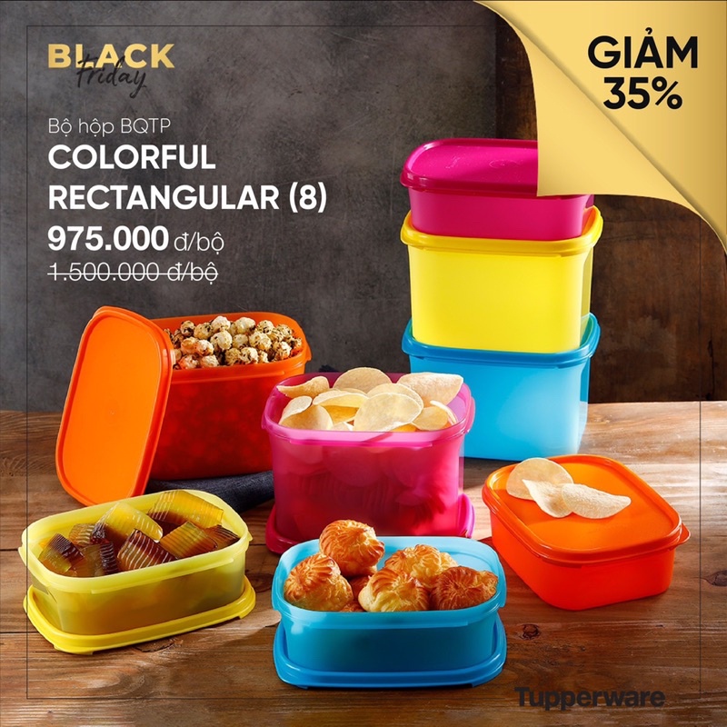 GIÁ XẢ-  SET 8 HỘP SẮC MÀU  TUPPERWARE VIỆT NAM