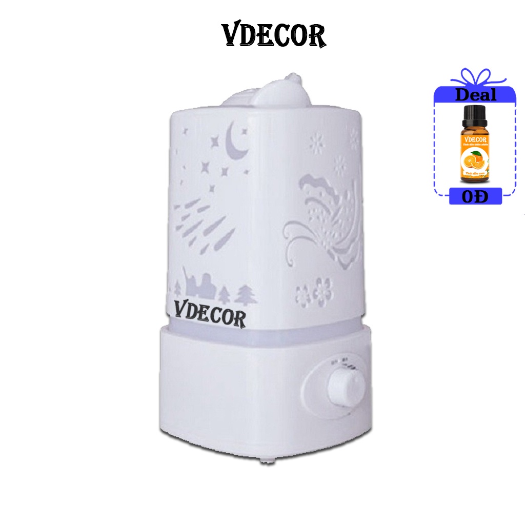 Máy Khuếch Tán Tinh Dầu Vdecor Siêu Âm Hồ Điệp Vuông 1600ml Phun Sương Mạnh Mẽ