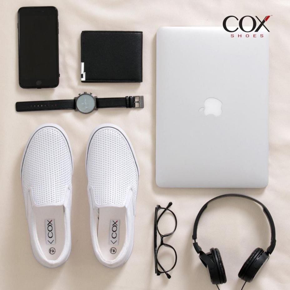 [Freeship - Chính Hãng] Giày Lười Vải Cox Shoes White 1001