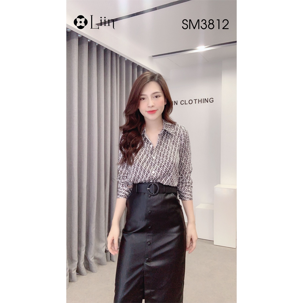 Áo sơ mi nữ dài tay cao cấp CD Đen Trắng form dáng công sở cá tính, năng động Liin Clothing SM3812