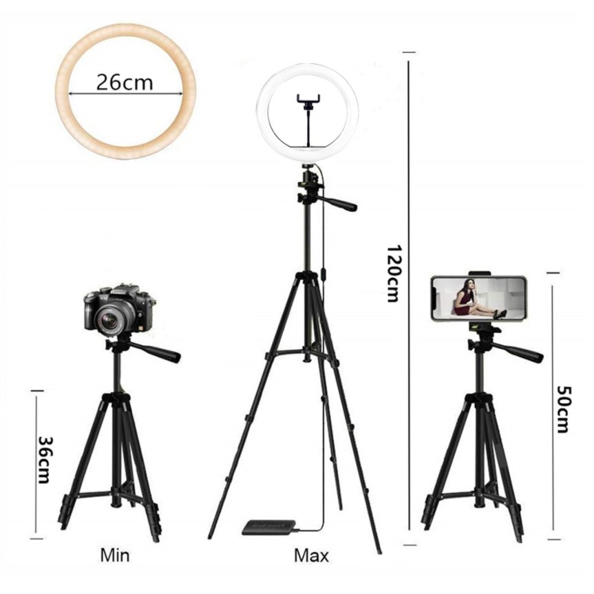 Đèn Led Quay Tiktok 26cm - Chụp Ảnh, Quay Phim, Livestream, Tặng Kèm Chân Tripods, Remote Chụp Ảnh Từ Xa - Bảo Hành 6T | BigBuy360 - bigbuy360.vn