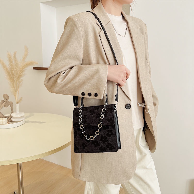 Túi hộp đeo chéo dây xích túi xách nữ đẹp túi tote vintage hoa nhỏ hàn quốc