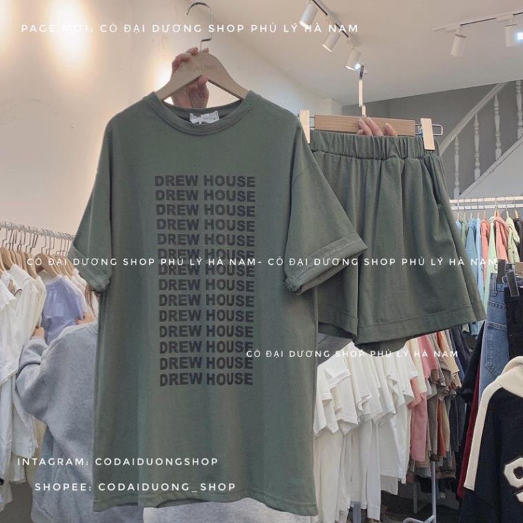 Bộ Đùi Nam Nữ Form Rộng Hàn Quốc Drewhouse- Bộ Đùi Tay Lỡ  Dày Mịn Thoáng Mát Thiết Kế  Kiểu Dáng Năng Động Trẻ Trung