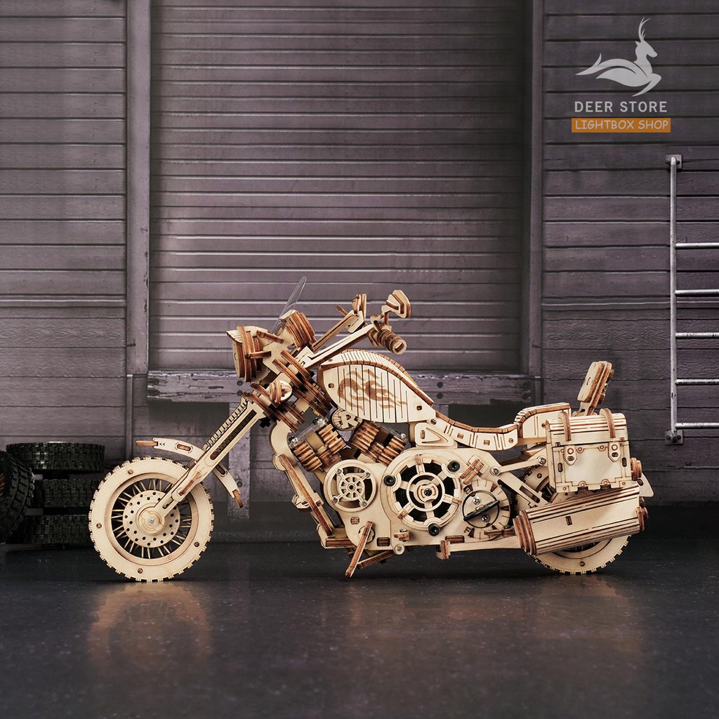 Mô hình tự làm Xe Motorcycle Robotime | Đồ chơi lắp ráp gỗ 3D. ROKR LK504