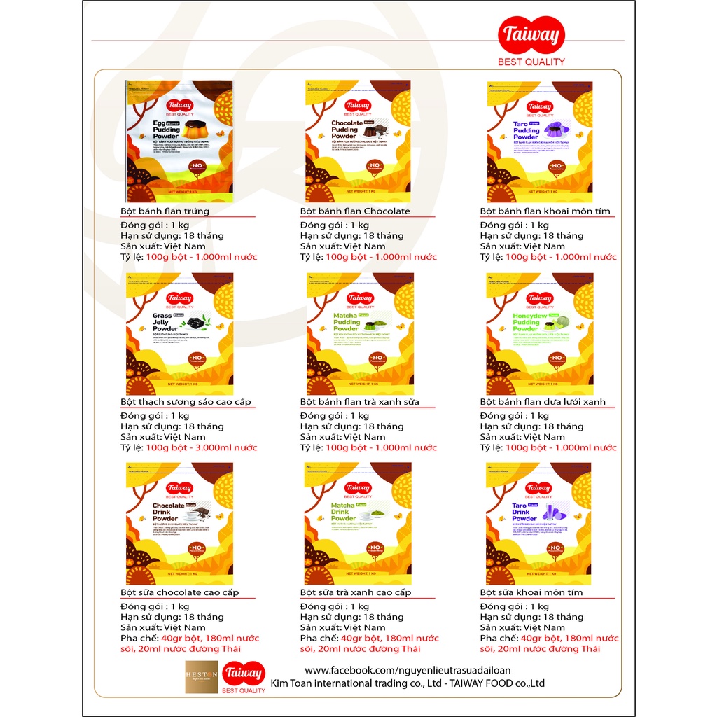 Bột sương sáo Heston cao cấp Việt Nam túi 1kg