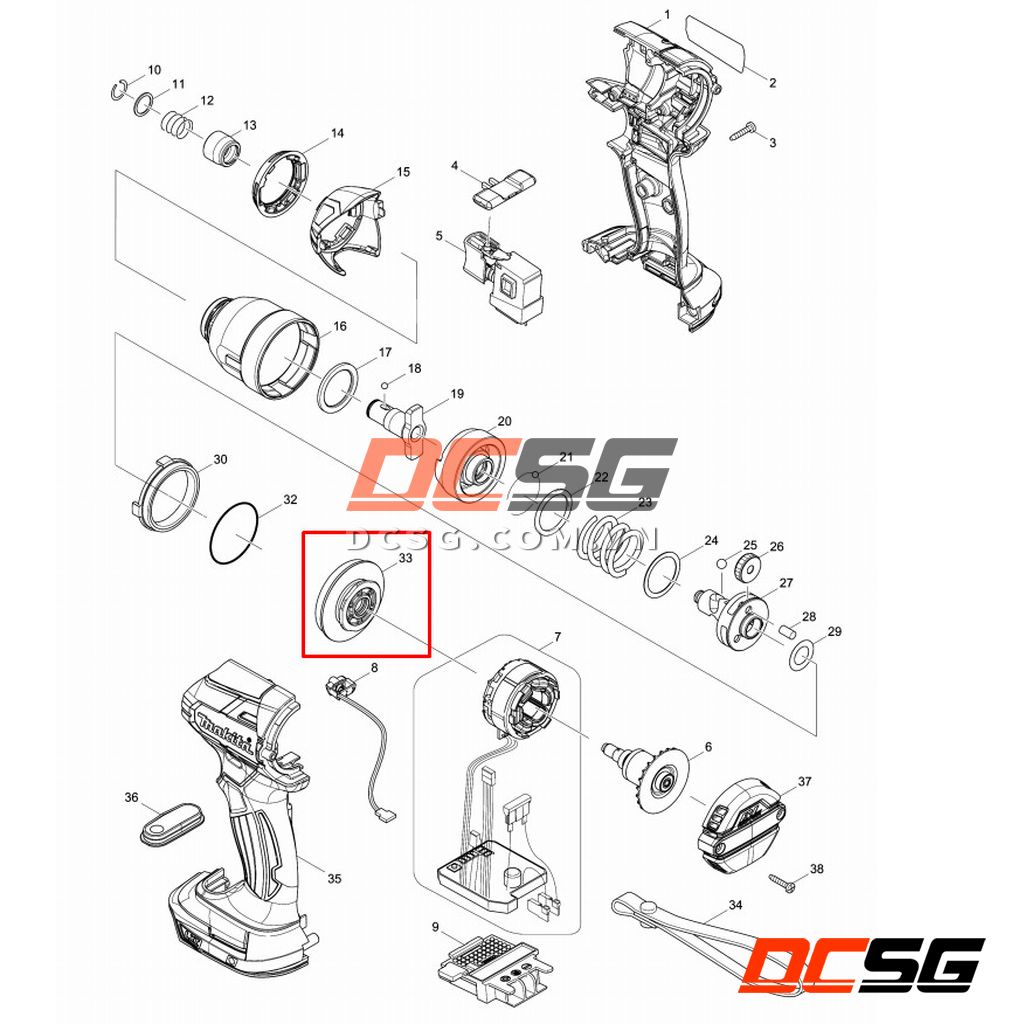 Nắp chụp bạc đạn DTD137/ DTD148 Makita 142517-8 | DCSG