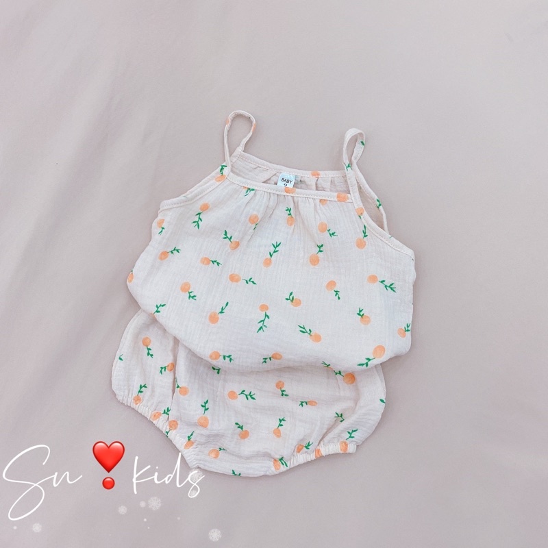 Bộ 2 dây xô Muslin bé gái