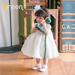 Váy gấm nơ lưng cho bé gái