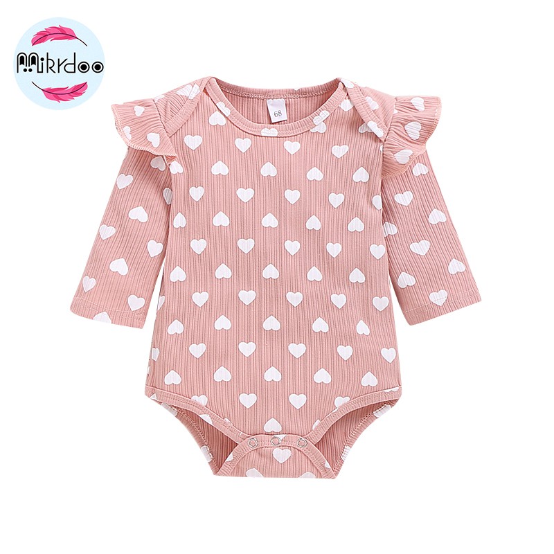 Mikrdoo Toddler Newborn Baby Girl Long Sleeve Cotton Bodysuit Clothes