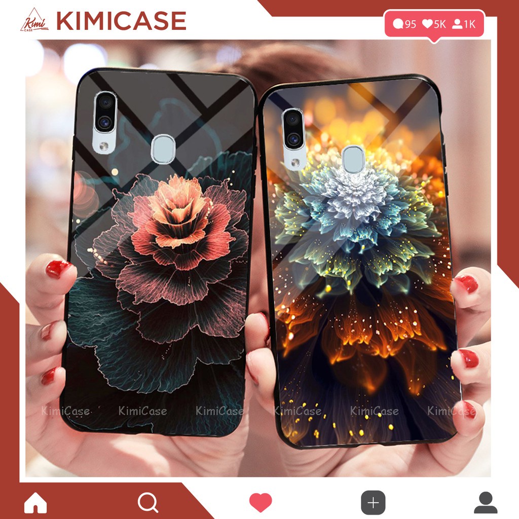 Ôp lưng Vivo V11i mặt lưng kính mẫu hoa ly, hoa sen